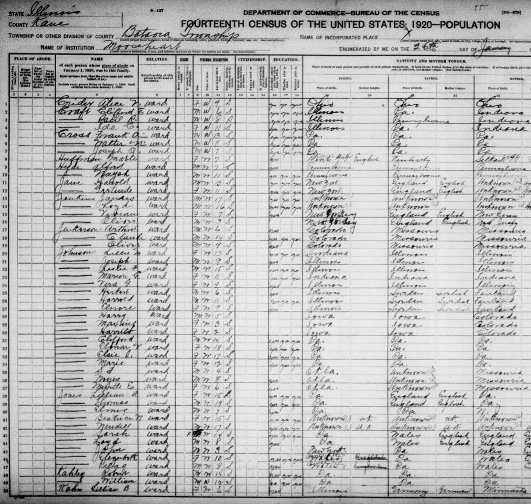 1920 US Census Ward Status