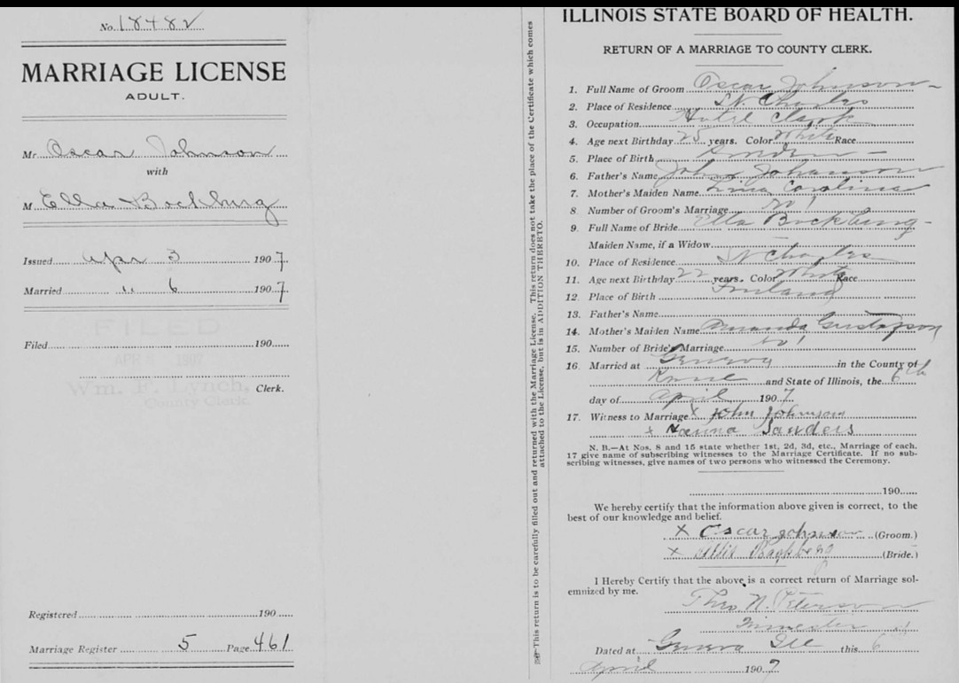 Marriage License Page 1